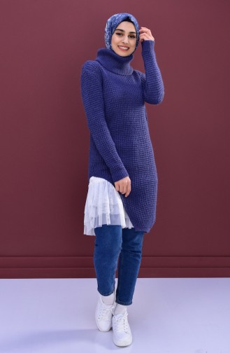 Polo-neck Knitwear Sweater 8011-10 Purple 8011-10