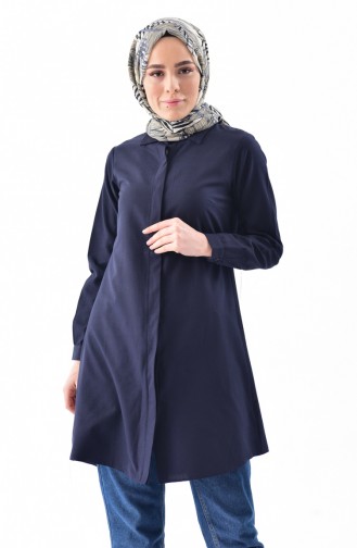 Navy Blue Overhemdblouse 0694-02