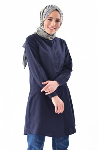 Navy Blue Overhemdblouse 0694-02