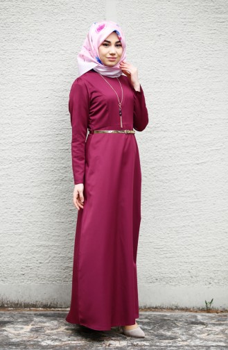 Robe a Ceinture et Collier 8212-01 Plum 8212-01