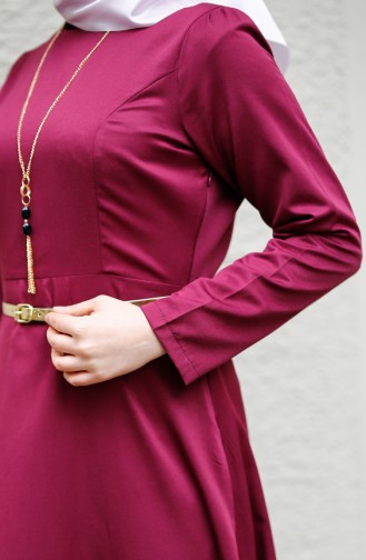 Minahill Belted Necklace Dress 8212-01 Damson 8212-01