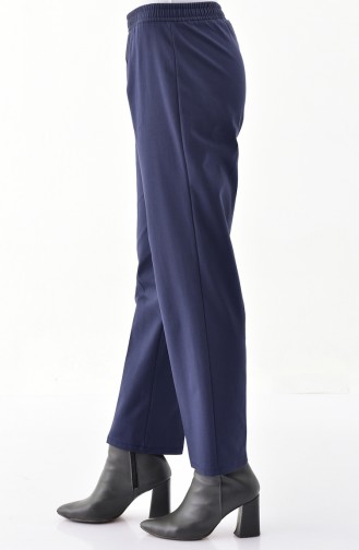 Waist Elastic Wide leg Pants 2053-02 Dark Navy Blue 2053-02