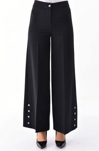 Pantalon Large Détail Boutons 3129-01 Noir 3129-01