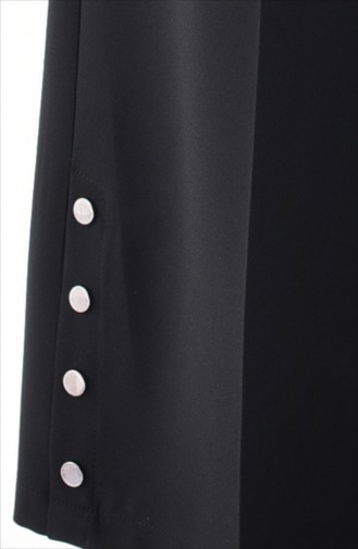 Düğme Detaylı Bol Paça Pantolon 3129-01 Siyah
