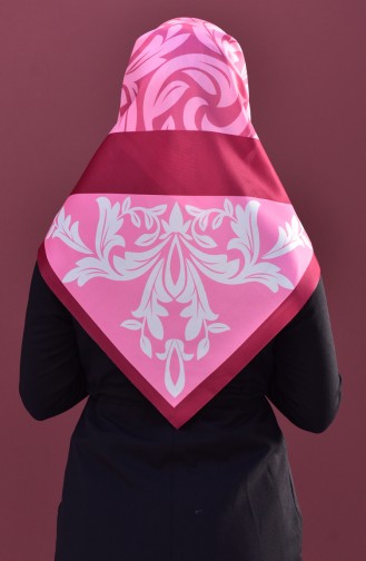 Leaf Patterned Taffeta Scarf 95106-06 Pink 06