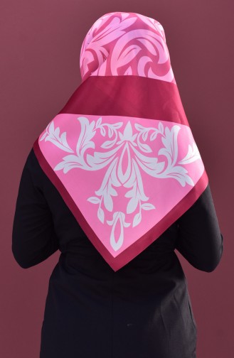 Leaf Patterned Taffeta Scarf 95106-06 Pink 06