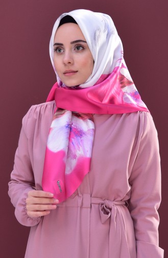 Çiçek Desenli Tafta Eşarp 95167-07 Pembe