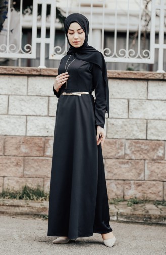 Schwarz Hijab Kleider 8212-05