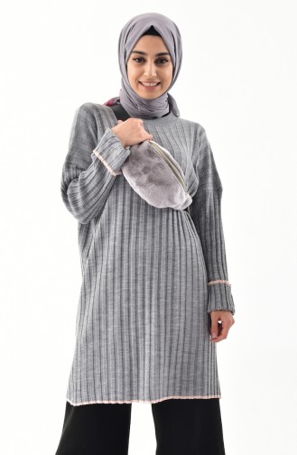 Knitwear Bat Sleeve Tunic 7316-03 Gray 7316-03