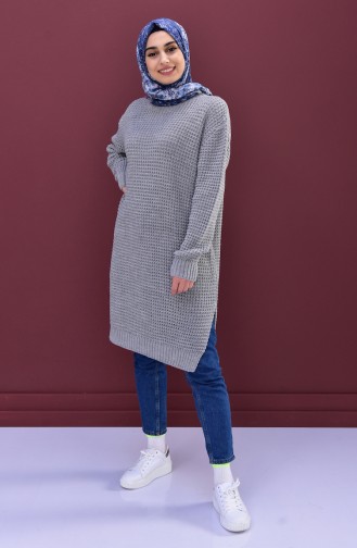 Knitwear Bat Sleeve Tunic 8070-04 Gray 8070-04