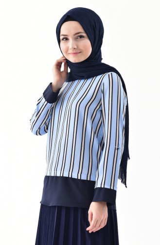 Blouse a Rayure 153972-03 Bleu Bébé 153972-03