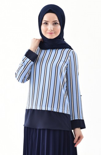 Blouse a Rayure 153972-03 Bleu Bébé 153972-03