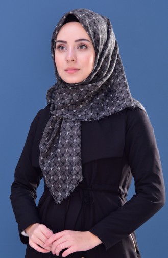 Square Patterned Flamed Cotton Shawl 2166-08 Dark Gray 2166-08