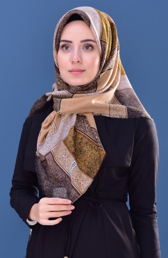 Patterned Cotton Scarf 2167-09 Beige 2167-09