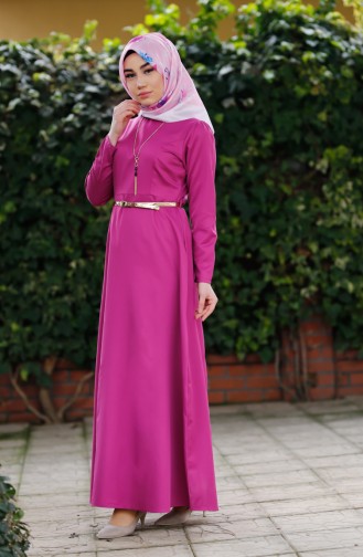 Beige-Rose Hijab Kleider 8212-08