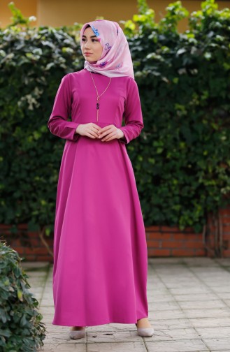 Beige-Rose Hijab Kleider 8212-08