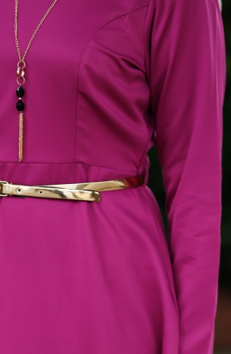 ميناهيل فستان بتصميم حزام للخصر مُزين بقلادة 8212-08 لون وردي باهت 8212-08