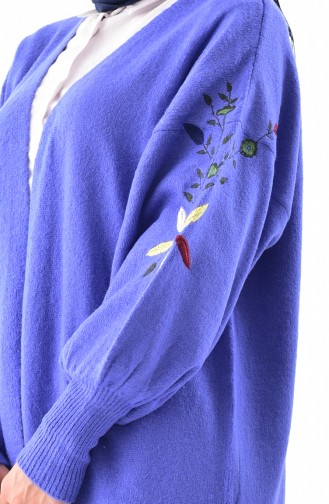 Knitwear Sleeve Embroidered Cardigan 6085-02 Indigo 6085-02