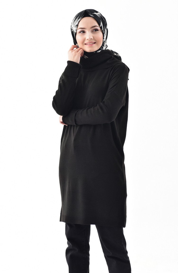 Triko Boğazlı Kazak 5162-04 Siyah