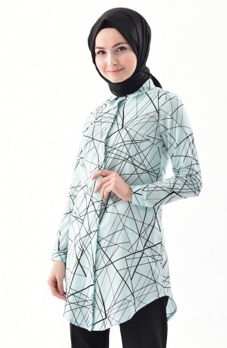 Geometrik Desenli Tunik 153984-04 Mint Yeşili