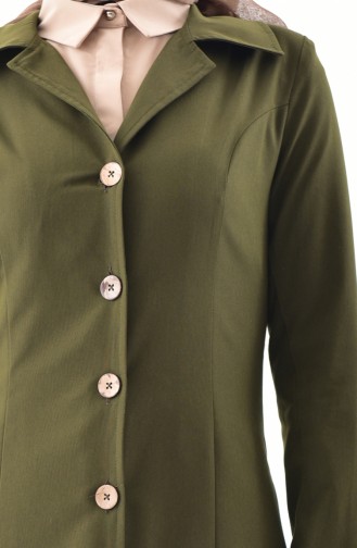 TUBANUR Buttoned Pocketed Topcoat 3071-01 Khaki 3071-01