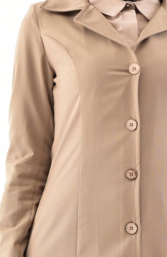 توبانور معطف طويل بتصميم أزرار وجيوب 3071-02 لون بيج 3071-02