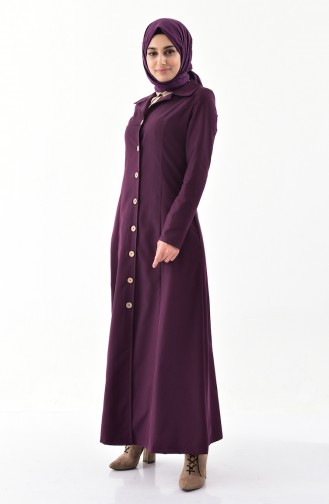 TUBANUR Buttoned Pocketed Topcoat 3071-04 Damson 3071-04