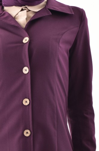 توبانور معطف طويل بتصميم أزرار وجيوب 3071-04 لون أرجواني 3071-04