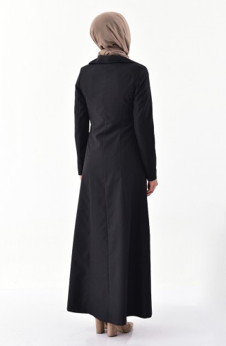 توبانور معطف طويل بتصميم أزرار وجيوب 071-05 لون أسود 3071-05