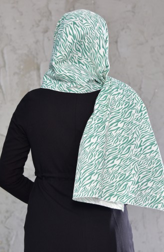 Patterned Winter Shawl 4036-01 White Green 4036-01