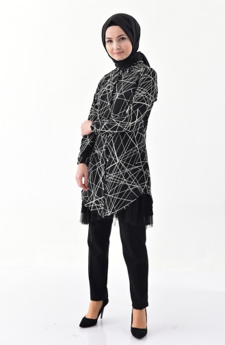 Geometrik Desenli Tunik 153984-03 Siyah