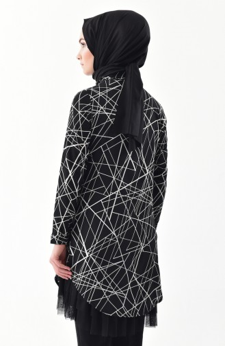 Geometrik Desenli Tunik 153984-03 Siyah