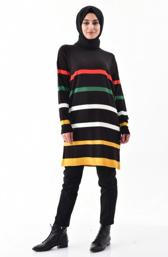 Knitwear Striped Tunic 7292-02 Black 7292-02