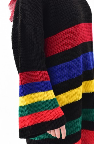 Knitwear Striped Tunic 8075-02 Black 8075-02