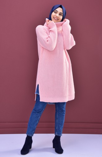 Knitwear Polo neck Tunic 8081-03 Pink 8081-03