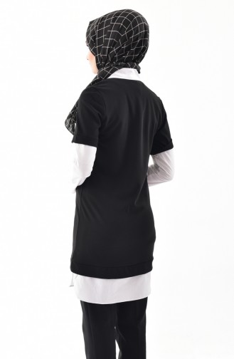 Shirt Collar Detail Tunic 50413-01 Black 50413-01