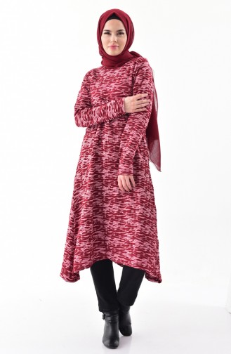 Patterned Long Tunic 7759-02 Claret Red 7759-02