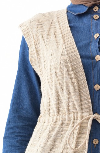 Knitwear Pocket Long Vest 8107-01 Beige 8107-01