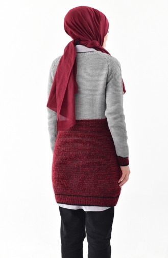 Knitwear Sweater 8501-03 Gray Claret Red 8501-03