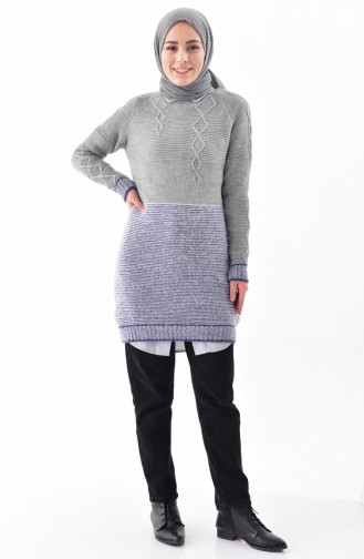 Knitwear Sweater 8501-05 Gray Navy Blue 8501-05
