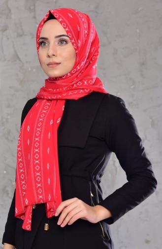 Rug Patterned Cotton Shawl 24611-01 Red 24611-01