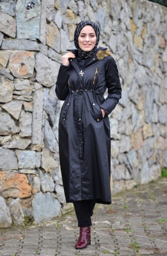 Astar Kürklü Fermuarlı Mont 6767-01 Siyah