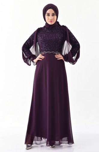 Purple Hijab Evening Dress 52736-03
