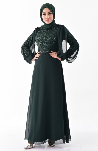 Green Hijab Evening Dress 52736-04