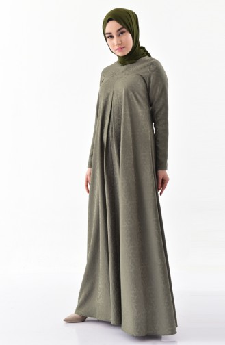 Khaki Hijab Dress 3068-01