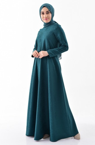 TUBANUR Jacquard Dress 3068-04 Emerald Green 3068-04