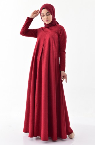 TUBANUR Jacquard Dress 3068-08 Claret Red 3068-08
