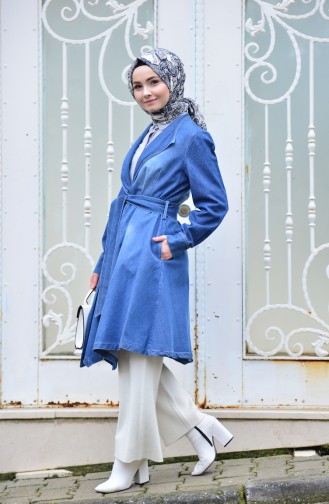 Belted Jeans Trench Coat 4491-01 Jeans Blue 4491-01