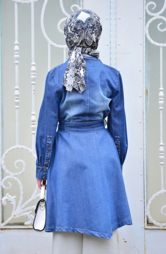 Belted Jeans Trench Coat 4491-01 Jeans Blue 4491-01