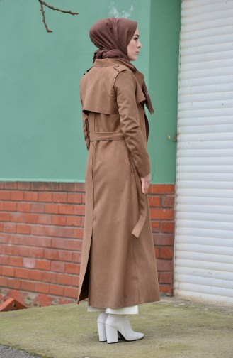 Suede Belted Trench Coat 50347-06 Milky Coffee 50347-06